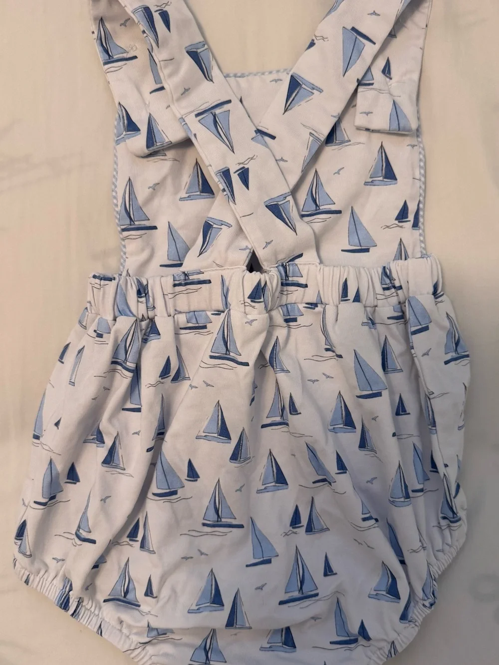 Baby Sailboat Print Romper - Blue